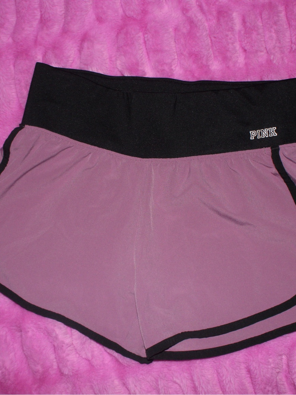 PINK Victoria's Secret Mauve Athletic Shorts with Black Waistband and Trim